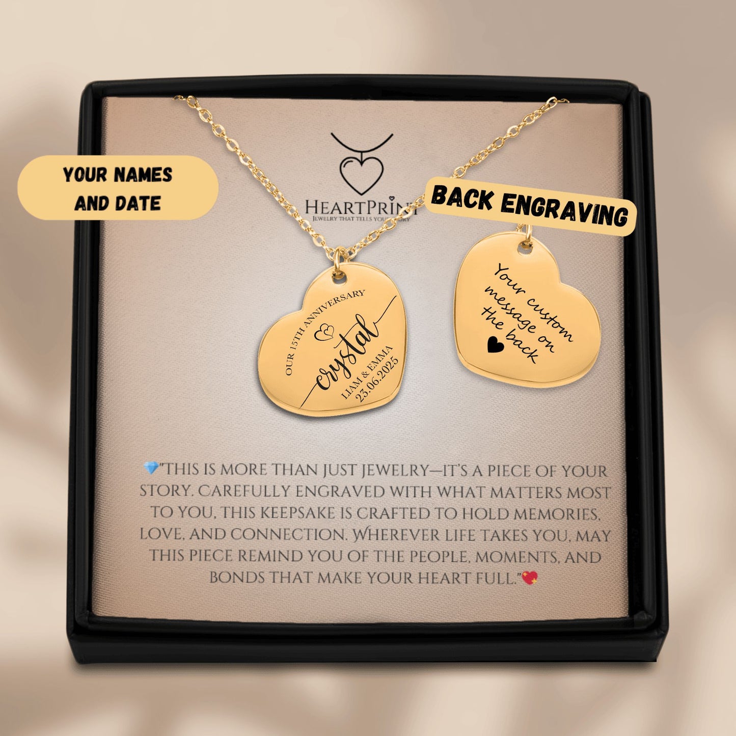15th Anniversary Heart Necklace